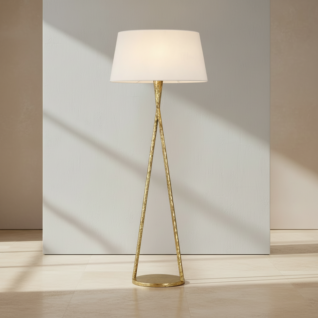 Cesta 60-inch sculpted floor light shown from the front on white