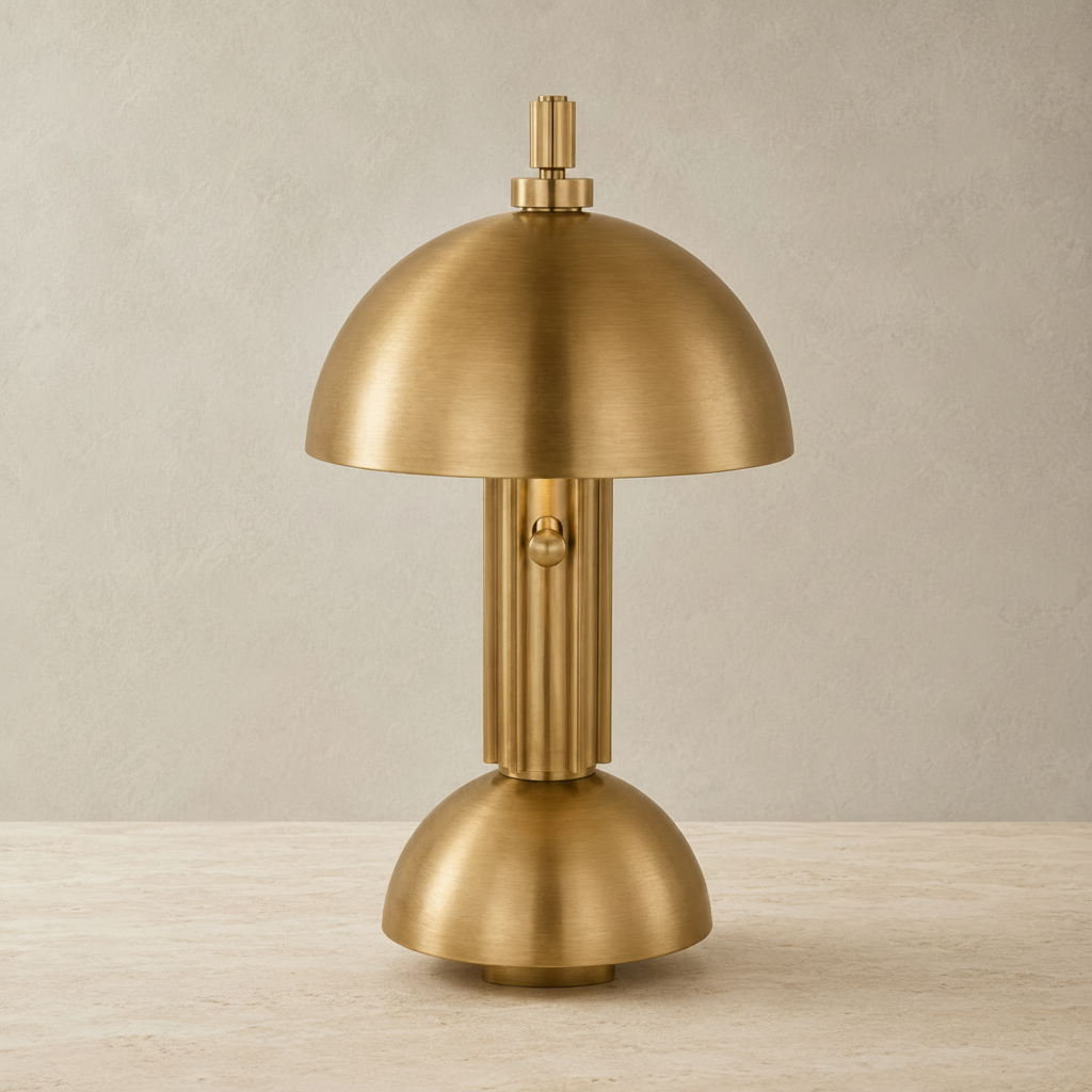 Visual Comfort Dally desk lamp in antique brass, front view