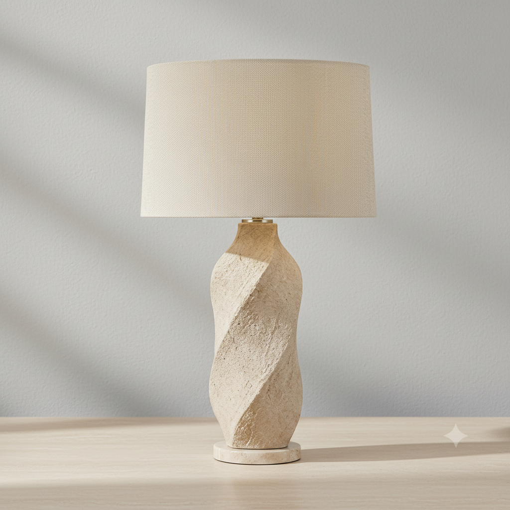 Declan ceramic table lamp shown from the front on a white background