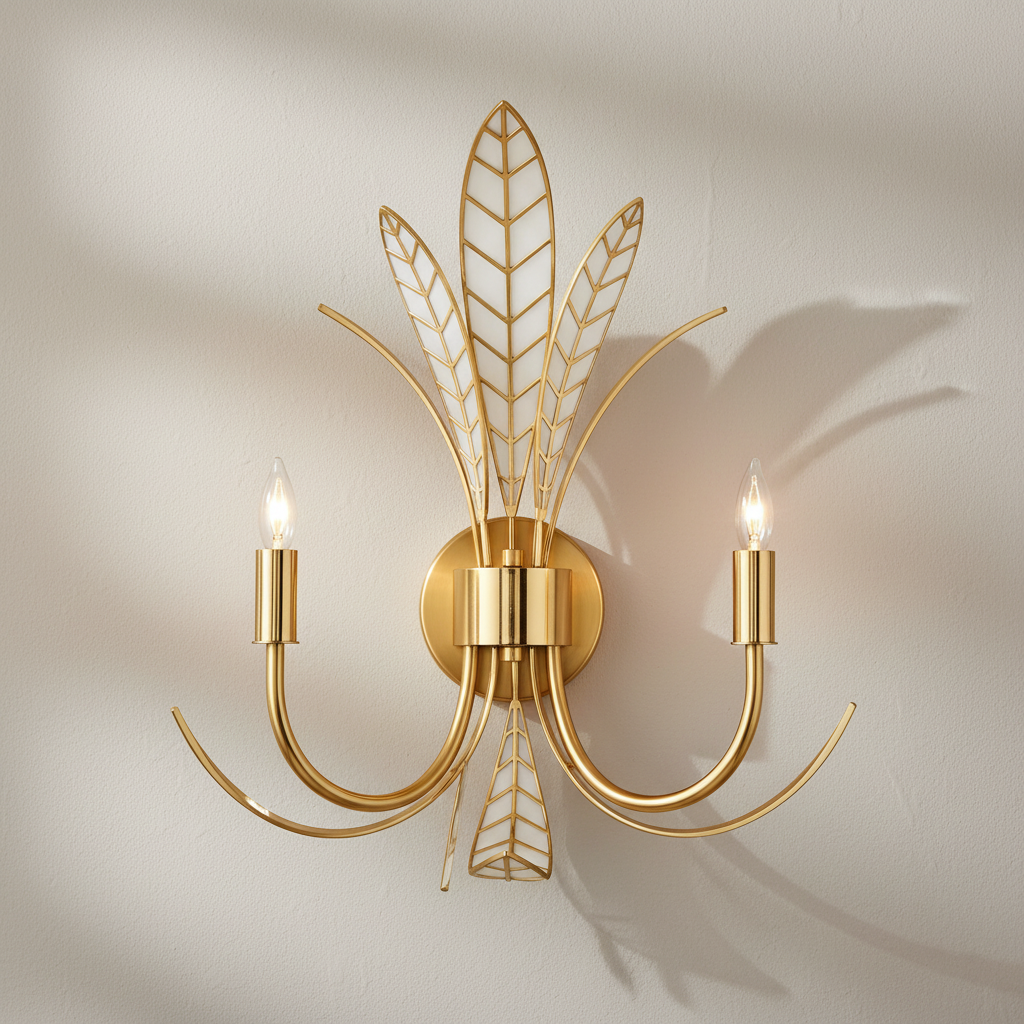Currey and Company Foliatura two-light wall sconce shown from the front